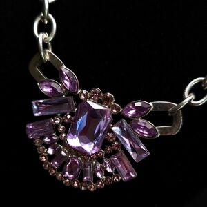 Vintage Amethyst glass necklace. Art Deco style necklace.